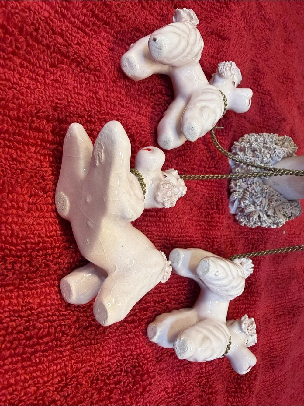 Vintage Ceramic Pink Poodle Figurine Set with original tag!